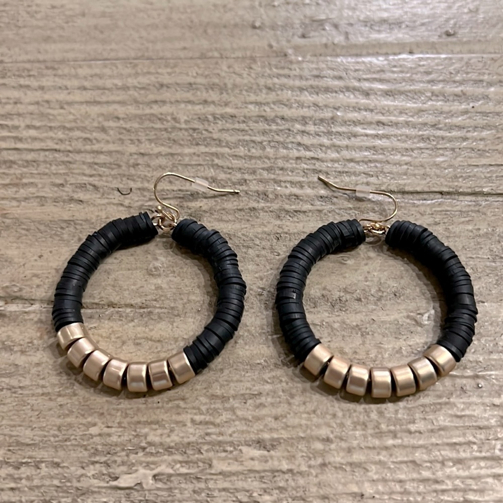 Black and Gold hoop earrings